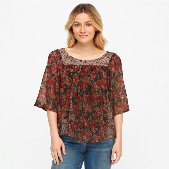 Urban Outfitters Staring at Stars Bell Sleeve Sheer Top Size Small - Picture 1 of 5